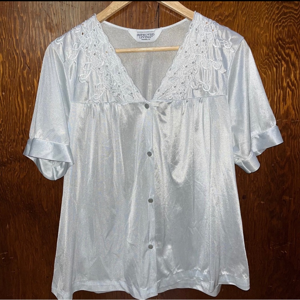 Vintage Pajama Set Top and Pants Improved Living sz Large